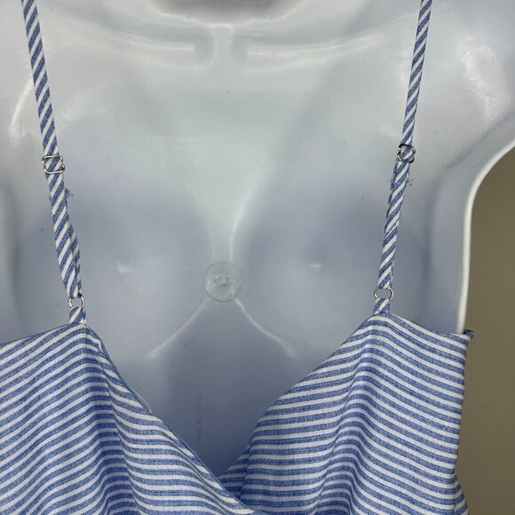 Sienna Sky Womens Tie Front Jumpsuit Blue and White Pinstripe Size Medium - Picture 8 of 14